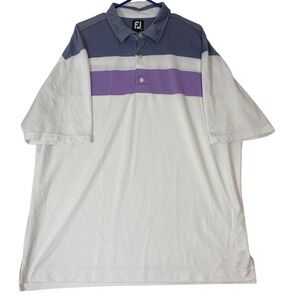 Foot Joy Golf Polo‎ Mens 2XL Short Sleeve Pullover Stretch Purple White
